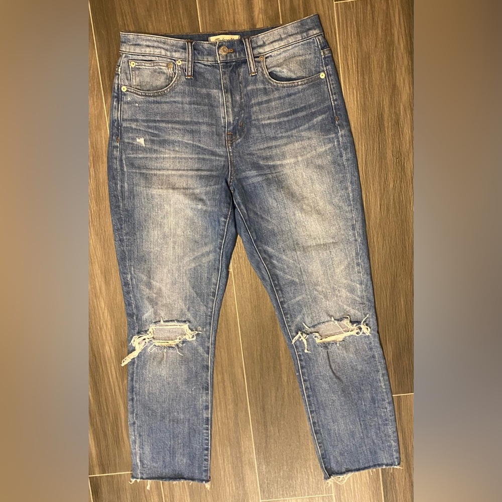 26 Madewell Denim The High Rise Slim Boyjean Boyfriend Jeans Women's Distressed